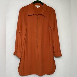 Orange Long Sleeve Shirtdress small medium